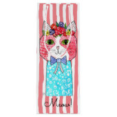 Schattigee en kleurrijke Cat Wine Canvas tas Wijn Cadeautas (Achterkant)