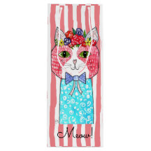 Schattigee en kleurrijke Cat Wine Canvas tas
