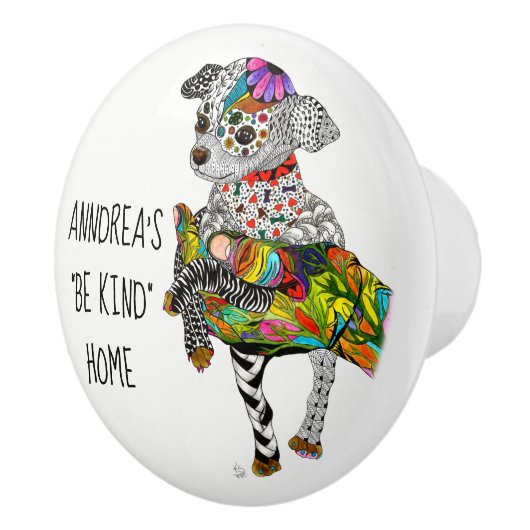 Schattigee en kleurrijke Chihuahua deurknop - Kera Keramische Knop (Rechts)