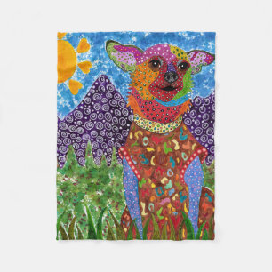 Schattigee en kleurrijke Chihuahua fleece deken