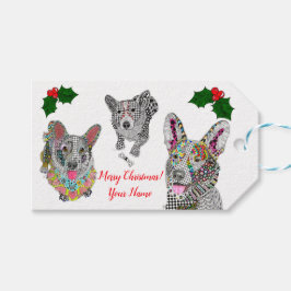 Schattigee en kleurrijke Corgi Gift Labels Cadeaulabel