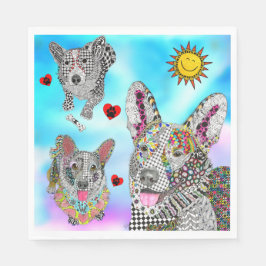 Schattigee en kleurrijke Corgi servetten