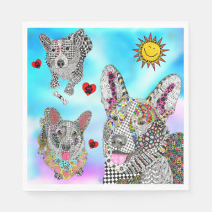 Schattigee en kleurrijke Corgi servetten