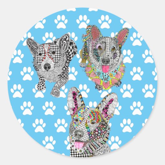 Schattigee en kleurrijke Corgi Stickers (Voorkant)