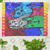 Schattigee en kleurrijke Crazy Cat Mom Keukenhandd Theedoek (Gevouwen)