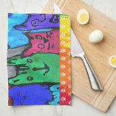Schattigee en kleurrijke Crazy Cat Mom Keukenhandd Theedoek (Quarter Fold)