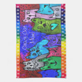 Schattigee en kleurrijke Crazy Cat Mom Keukenhandd Theedoek (Verticaal)