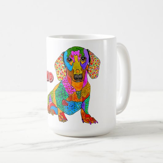 Schattigee en kleurrijke Dachshund Lover Mok (Voorkant rechts)
