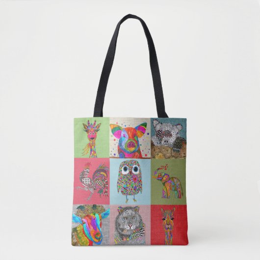 Schattigee en kleurrijke dierentuin en boerderijdi tote bag (Voorkant)