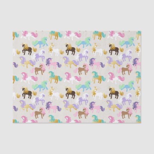 Schattigee en kleurrijke eenhoorn Verjaardag Tissuepapier (Voorkant)