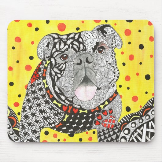 Schattigee en kleurrijke Engelse Bulldog Mousepad Muismat (Voorkant)