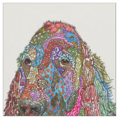 Schattigee en kleurrijke Engelse Setter Fabric Stof (Close Up)