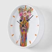 Schattigee en kleurrijke Floral Llama Klok (Hoek)