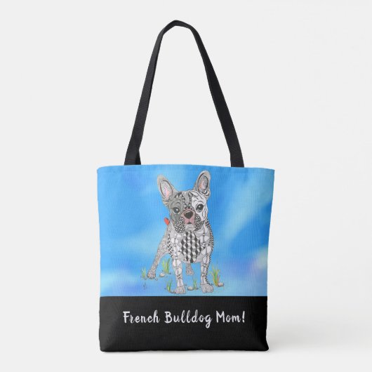 Schattigee en kleurrijke Franse Bulldog Canvas tas (Achterkant)