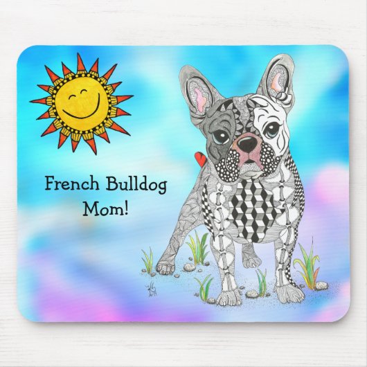 Schattigee en kleurrijke Franse Bulldog Mousepad Muismat (Voorkant)