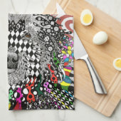 Schattigee en kleurrijke Goldendoodle Keukenhanddo Theedoek (Quarter Fold)