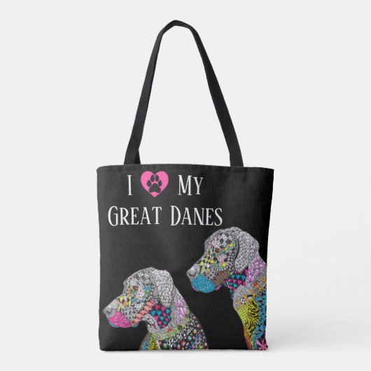 Schattigee en kleurrijke Grote Denen Canvas tas (Achterkant)