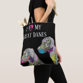 Schattigee en kleurrijke Grote Denen Canvas tas (Dichtbij)