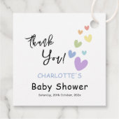 Schattigee en kleurrijke harten Baby shower Bedankjes Labels (Achterkant)