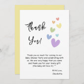 Schattigee en kleurrijke harten Baby shower Bedankkaart (Voorkant / Achterkant)