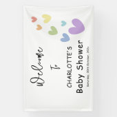Schattigee en kleurrijke harten Baby shower Spandoek (Verticaal)