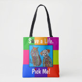 Schattigee en kleurrijke hond en kat adoptie Canva Tote Bag (Voorkant)