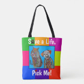 Schattigee en kleurrijke hond en kat adoptie Canva Tote Bag (Achterkant)