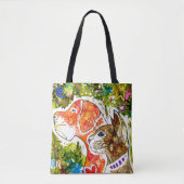 Schattigee en kleurrijke hond en kat Canvas tas (Voorkant)