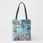 Schattigee en kleurrijke hond en kat Pet Adoptie C Tote Bag (Voorkant)
