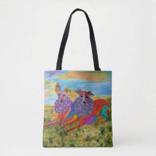 Schattigee en kleurrijke Italiaanse windhond Canva Tote Bag