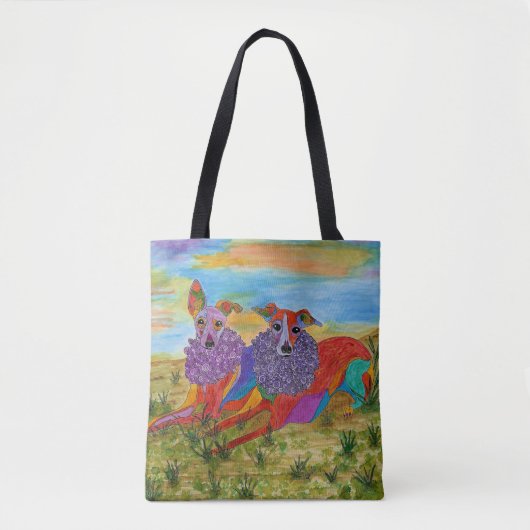 Schattigee en kleurrijke Italiaanse windhond Canva Tote Bag (Voorkant)