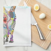 Schattigee en kleurrijke kat in de sneeuwkeuken theedoek (Quarter Fold)