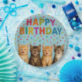 Schattigee en kleurrijke kattenverjaardagspapier b papieren bordje (Feest)