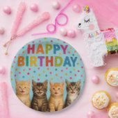 Schattigee en kleurrijke kattenverjaardagspapier b papieren bordje (Feest)