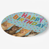 Schattigee en kleurrijke kattenverjaardagspapier b papieren bordje (Gekanteld)