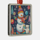 Schattigee en kleurrijke kerst sneeuwman metalen ornament (Rechts)
