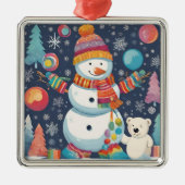 Schattigee en kleurrijke kerst sneeuwman metalen ornament (Voorkant)