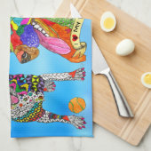 Schattigee en kleurrijke Labrador Retriever keuken Theedoek (Quarter Fold)