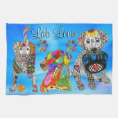 Schattigee en kleurrijke Labrador Retriever keuken Theedoek (Horizontaal)