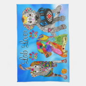 Schattigee en kleurrijke Labrador Retriever keuken Theedoek (Verticaal)