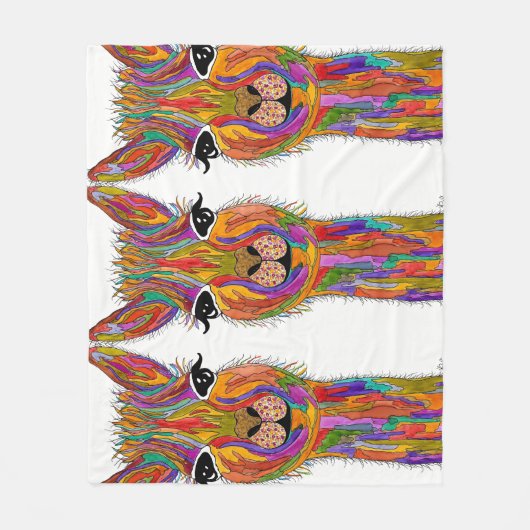 Schattigee en kleurrijke lama fleece deken (Voorkant)