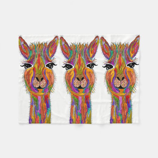 Schattigee en kleurrijke lama fleece deken (Voorkant (Horizontaal))
