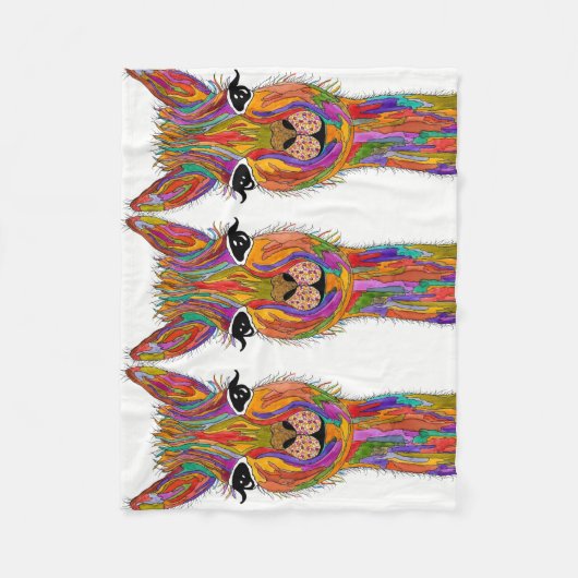 Schattigee en kleurrijke lama fleece deken (Voorkant)