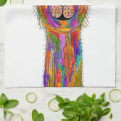 Schattigee en kleurrijke Llama Bloemen Keukenhandd Theedoek (Gevouwen)