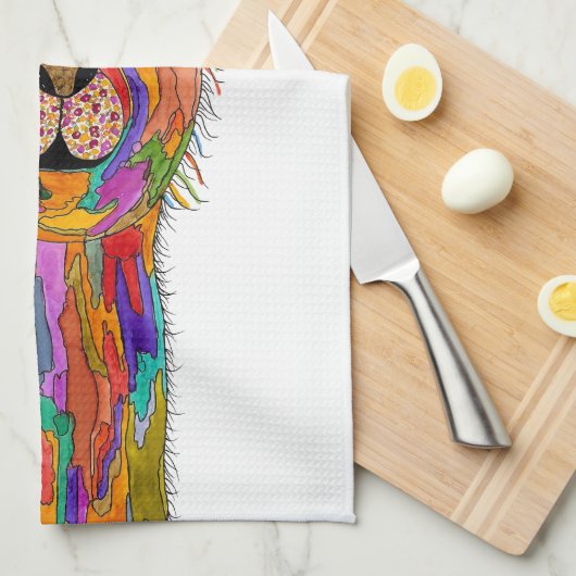 Schattigee en kleurrijke Llama Bloemen Keukenhandd Theedoek (Quarter Fold)