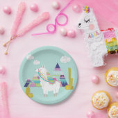 Schattigee en kleurrijke Llama gepersonaliseerde p Papieren Bordje (Feest)