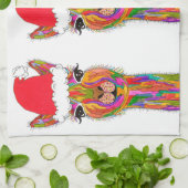 Schattigee en kleurrijke Llama Kerst Keuken Handdo Theedoek (Gevouwen)