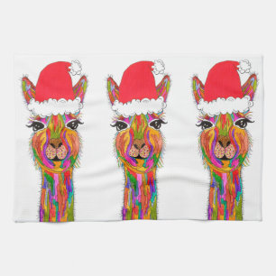 Schattigee en kleurrijke Llama Kerst Keuken Handdo Theedoek