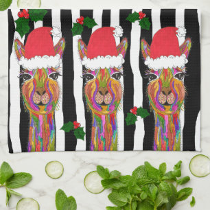 Schattigee en kleurrijke Llama Kerst Keuken Handdo Theedoek