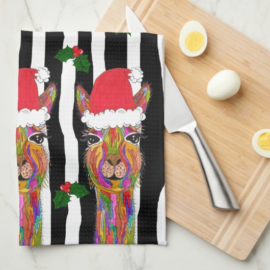 Schattigee en kleurrijke Llama Kerst Keuken Handdo Theedoek (Quarter Fold)